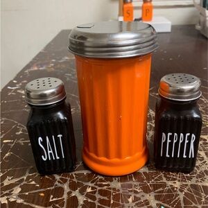 Hand Painted Halloween GlassSalt and Pepper Shakers with Sugar dispenser